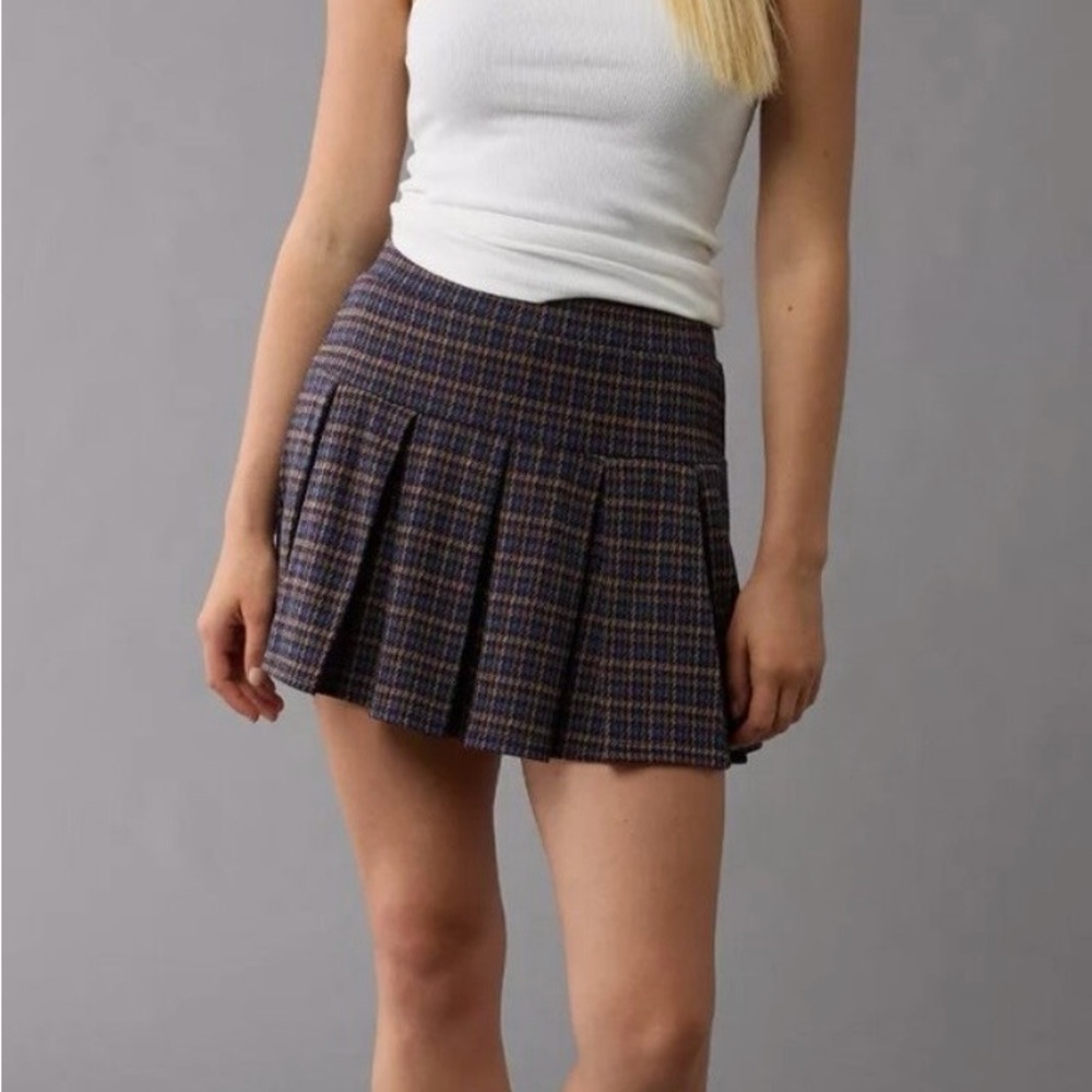 American Eagle Outfitters Navy Plaid Mini Skirt